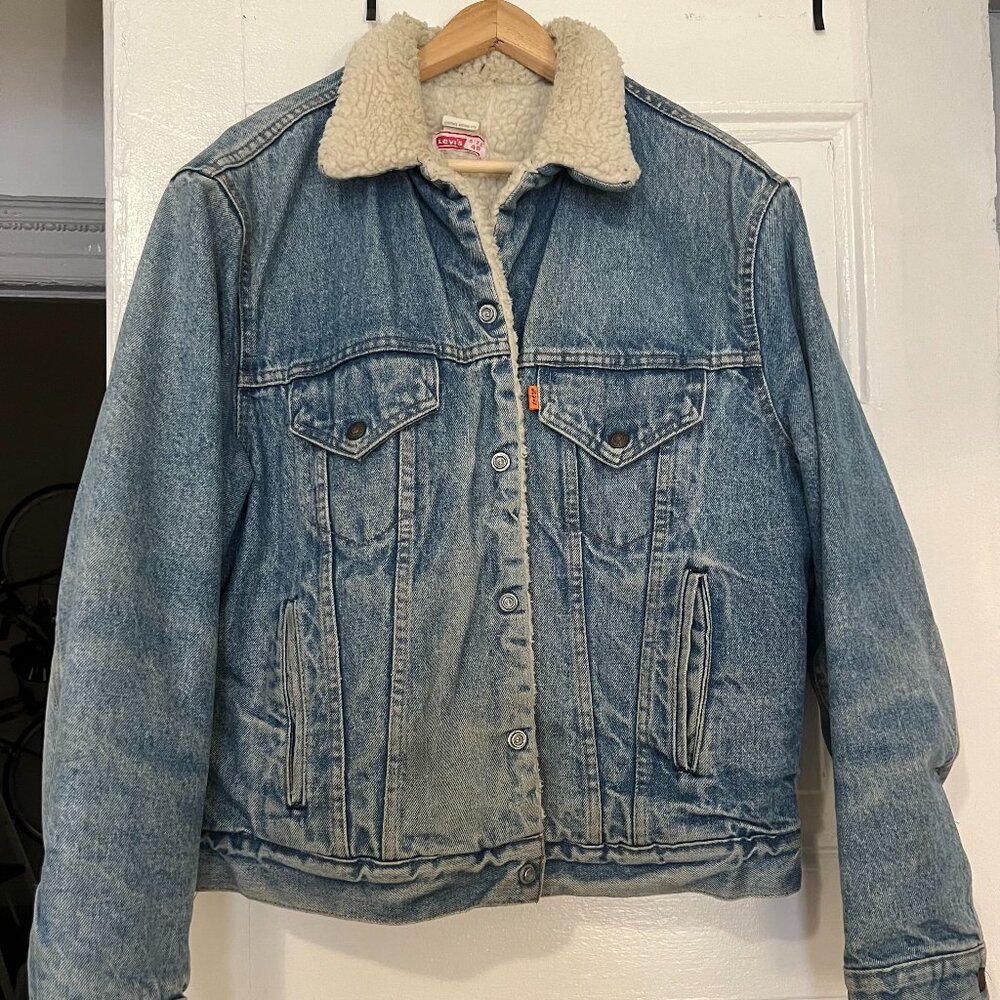 VINTAGE LEVI'S ORANGE TAG SHERPA DENIM JACKET